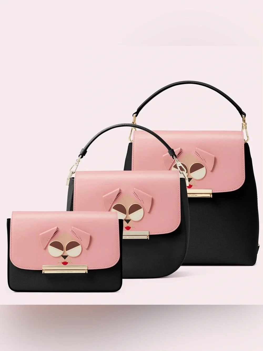 Kate Spade ♠️ Mod Dog 3D Pink/Black Crossbody, EUC 🩷🐶🖤